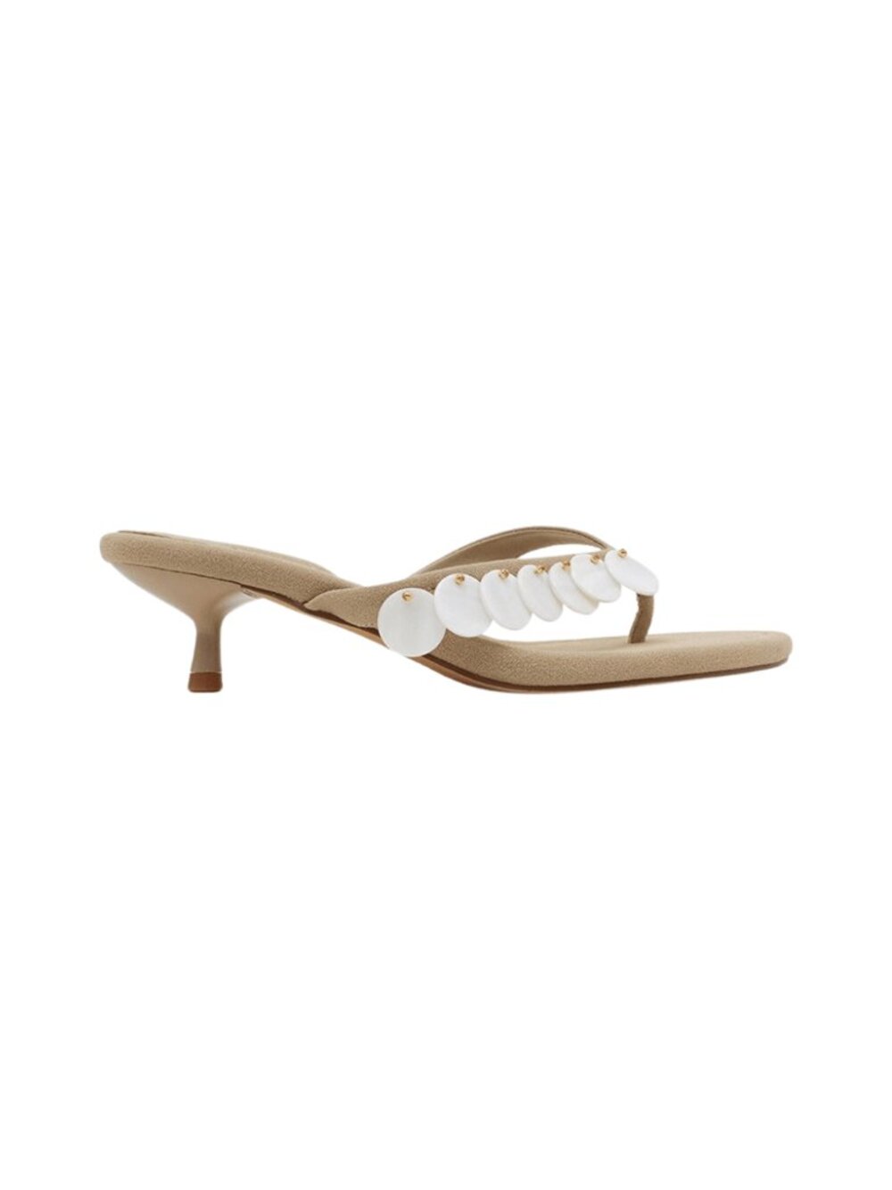 NWT Lemonade Aurelia Pearl Shell Kitten Heels Coastal Thong Sandals